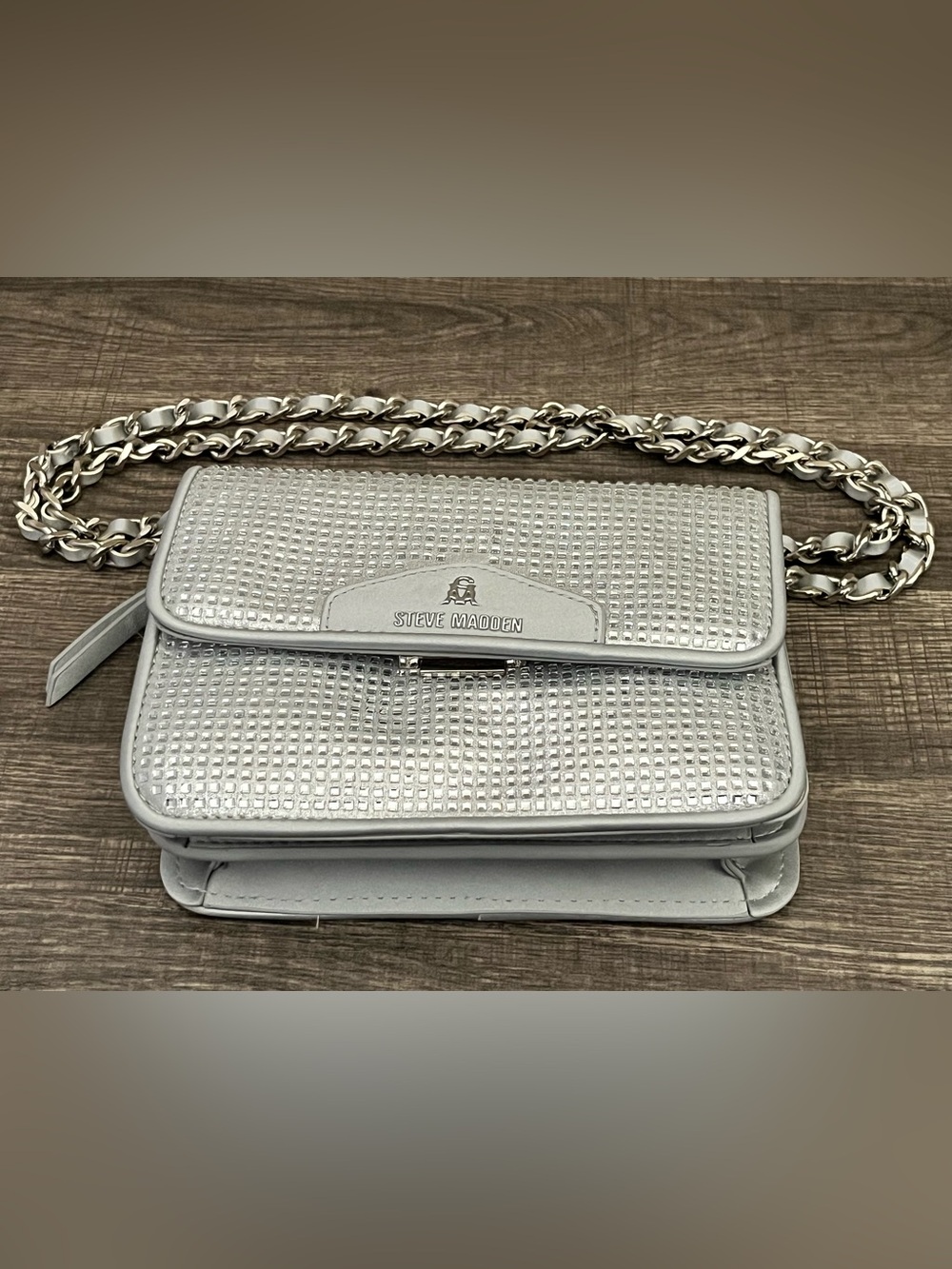 Steve Madden Women's BZENO Bag Silver Color with Ornamental Stones Design